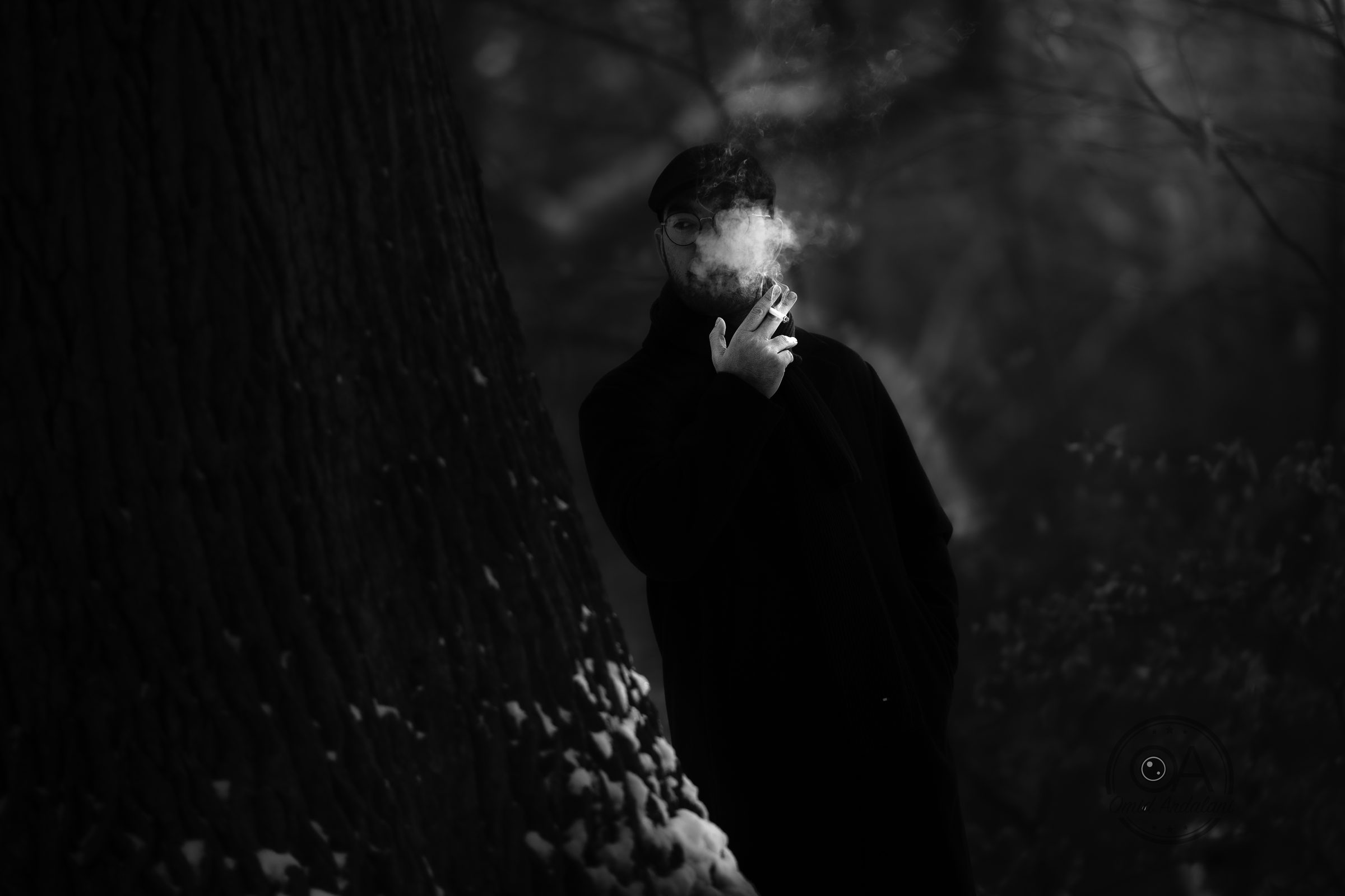 Portrait of Omid Ardalani standing in a misty forest